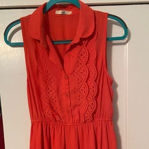 Ya Los Angeles Orange Cut Out Patterned Dress